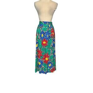 Sag Harbor vintage floral over zebra pint pleated midi skirt size Large